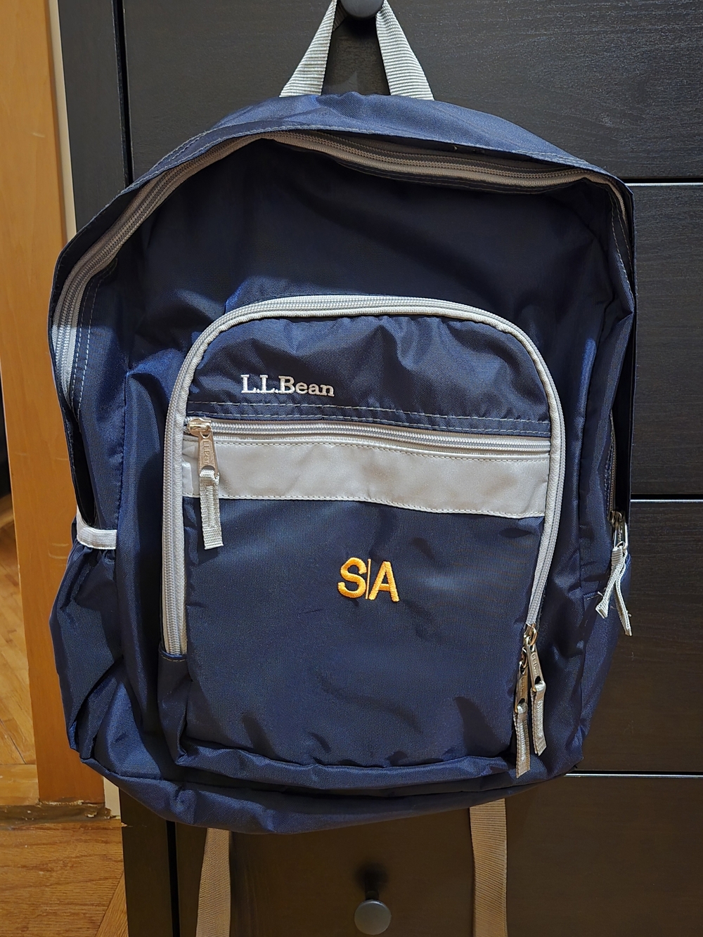 L.L. Bean Navy Backpack with Gray Accents With Matching Lunch Bag